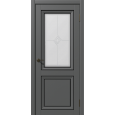 Дверь межкомнатная Дубрава Сибирь Муза БЕТА серая, стекло художественное